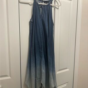 INC International Concepts Blue Ombre Denim Maxi Dress